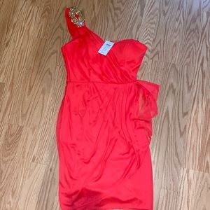 Cache One Shoulder Dress Coral Size 2